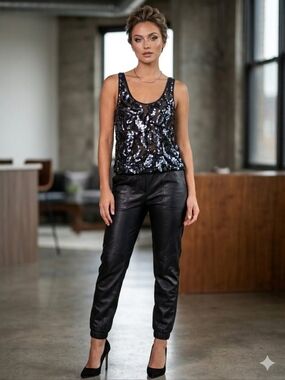 Hard Candy Black Sequin Tank Top MED